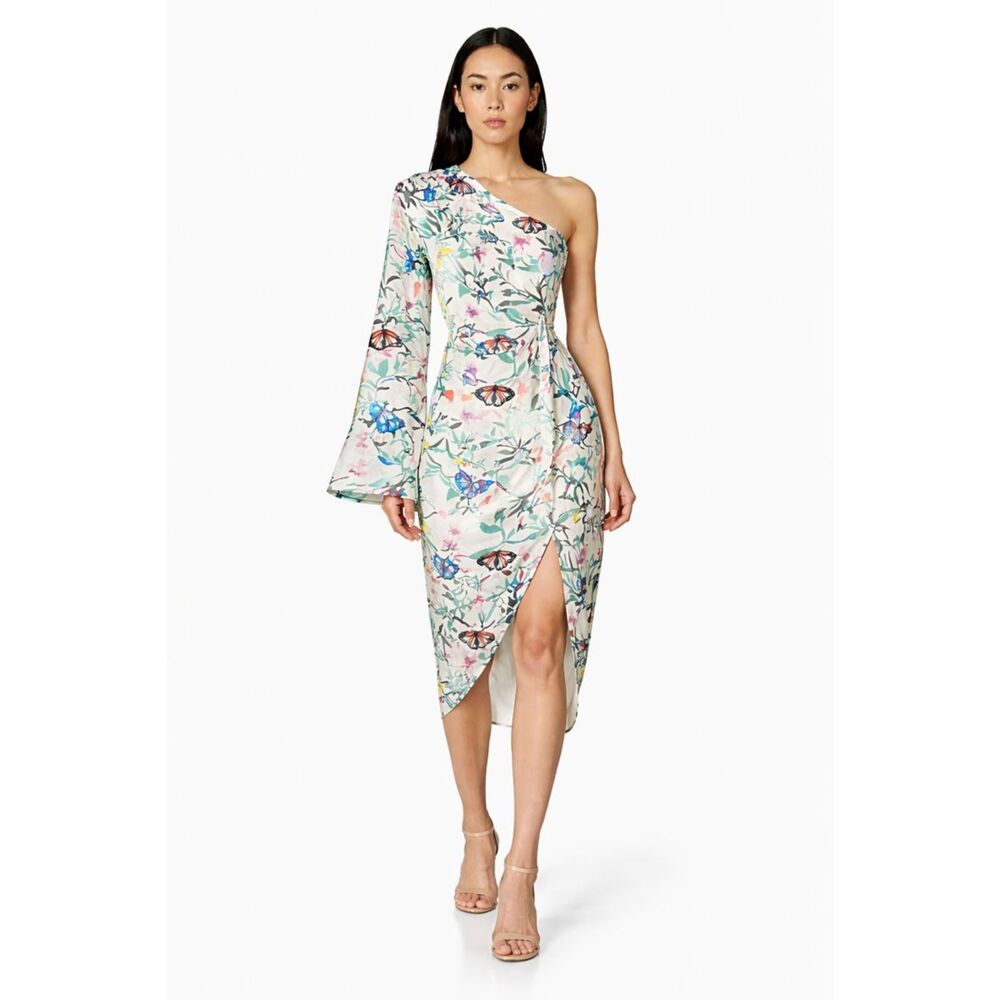 Elliatt x Revolve Bungalow One Shoulder Floral Midi Dress Size S | NWT